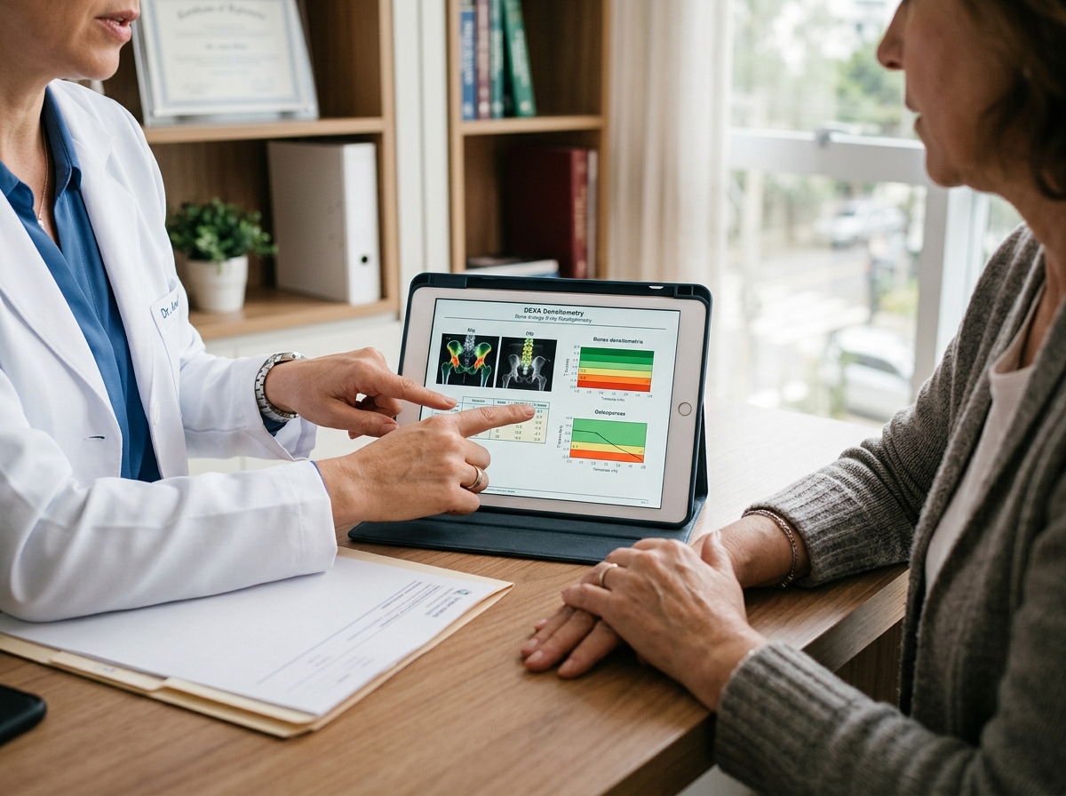 Consulta com reumatologista para avaliar o tratamento da osteoporose na menopausa